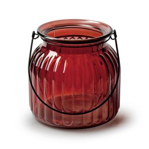 Lantaarn 'britt' donkerrood h14,5 d15 cm