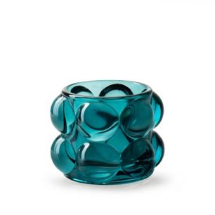 Tealightholder 'torre' petrol blue h6.5 d8.5 cm