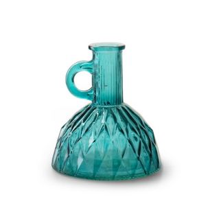 Vase with ear 'jay' petrol blue h12 d13.5 cm