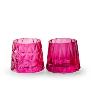 Tealightholder 2-ass. 'sary' fuchsia h10.5 d9 cm