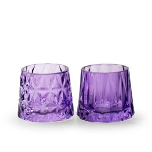 Tealightholder 2-ass. 'sary' purple h10.5 d9 cm