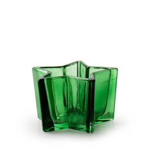 Tealightholder 'ster' green h6.5 d10.5 cm