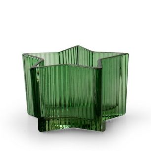 Tealightholder ribbed 'ster' green h8 d13 cm