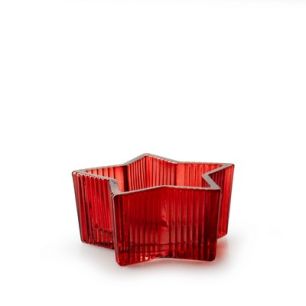 Tealightholder ribbed 'ster' red h4 d8.5 cm