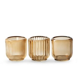 Tealightholder 3-ass. 'clement' beige h8.5 d8.5 cm