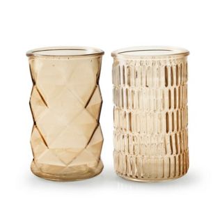 Cylinder 2-ass. 'alix' beige h15 d9.5 cm