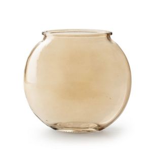 Vase oval flat 'borre' beige h9 d7 cm