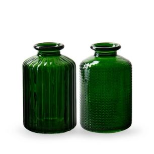 Bottlevase 2-ass 'jazz' green h10 d6 cm