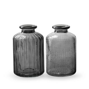 Bottlevase 2-ass 'jazz' smoke h10 d6 cm