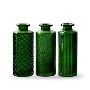 Bottlevase 3-ass. 'alanis' green h13.5 d5.5 cm 