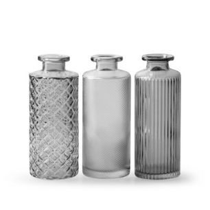 Bottlevase 3-ass. 'alanis' smoke h13.5 d5.5 cm 