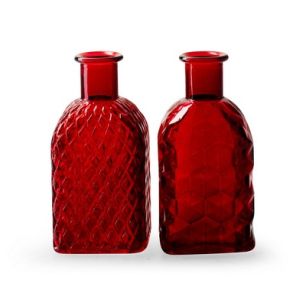 Bottle 'R&B' square 2-ass red h13.5 d6.5 cm
