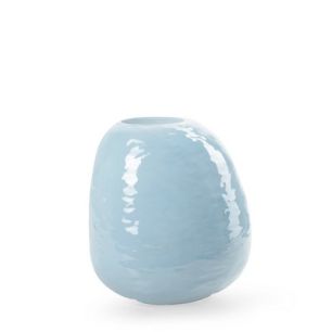 Kugelvase 'Fiep' blau glänzend h16 d15 cm