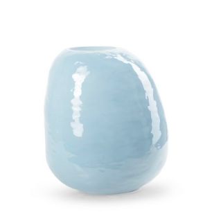 Kugelvase 'Fiep' blau glänzend h20 d18 cm