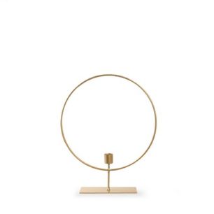 Metal ring with candleholder on foot 'ring' gold h30 d25 cm