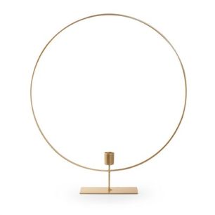 Metal ring with candleholder on foot 'ring' gold h45 d40 cm