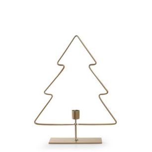 Metal christmastree with candleholder on foot 'holiday' gold h30 d25 cm