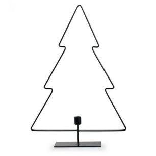 Metal christmastree with candleholder on foot 'holiday' black h45 d40 cm