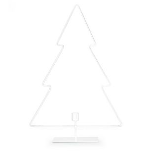 Metal christmastree with candleholder on foot 'holiday' white h45 d40 cm
