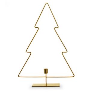 Metal christmastree with candleholder on foot 'holiday' gold h45 d40 cm