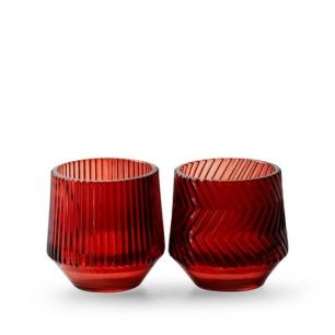 Theelichthouder 2 ass. 'menno' rood h8 d8 cm