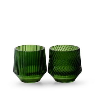 Theelichthouder 2 ass. 'menno' groen h8 d8 cm