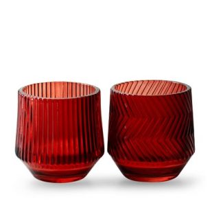 Theelichthouder 2 ass. 'menno' rood h9,5 d9,5 cm