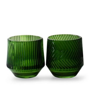 Theelichthouder 2 ass. 'menno' groen h9,5 d9,5 cm