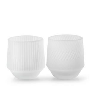 Theelichthouder 2 ass. 'menno' frost h9,5 d9,5 cm