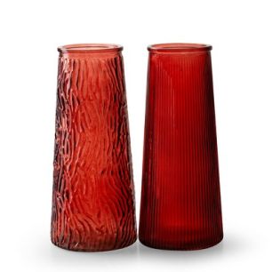 Vase 2-ass. 'pisa' red h22.5 d10 cm