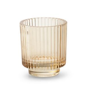 Theelichthouder 'richard' beige h10 d9 cm