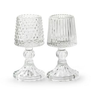 Theelichthouder op voet 2 ass. 'lulu' h15 d8,5 cm