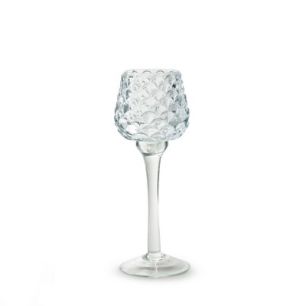 Theelichthouder op voet 'pinecone' h22 d8 cm