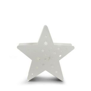 Metallstern mit Glas 'Babs' weiß 28x28x9 cm