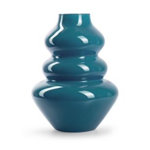 Eco vase 'fudge' petrol blue shiny h29 d22 cm