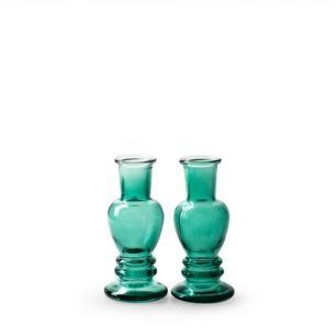 Vase 2ass. 'liselot' petrol blue h12 d5.5 cm