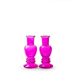 Vase 2ass. 'liselot' fuchsia h12 d5.5 cm