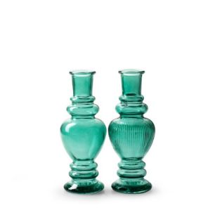 Vase 2ass. 'liselot' petrol blue h16 d6 cm