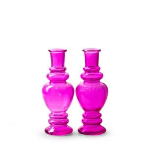 Vase 2ass. 'liselot' fuchsia h16 d6 cm
