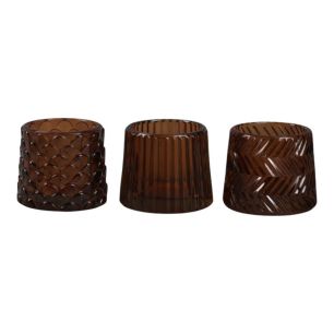 Teelichthalter 3-fach „Pompidou” braun H 7 d 8 cm