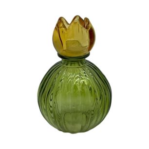 Vase fleur unique rosa jaune h12.5 d8.5cm