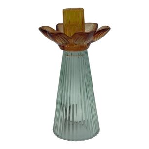 Kandelaar solis blauw oranje h21 d12cm