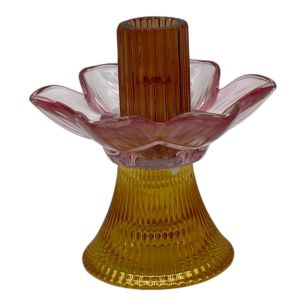 Kandelaar solis geel roze h12.5 d12cm