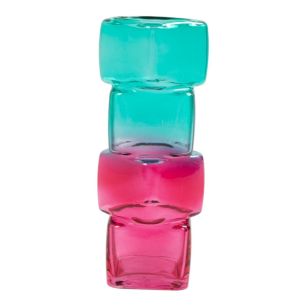 Vase Nerissa turquoise/pink h24,5 d10cm (cc)