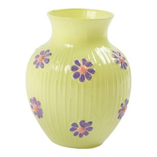 Vase Maddie fleurs peint à la main vert violet h16 d13cm