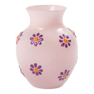 Vase Maddie fleurs peint à la main rose violet h16 d13cm