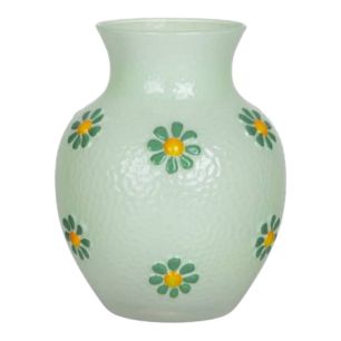 Vase Maddie fleurs peint à la main clair vert h16 d13cm