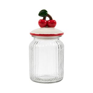 Storage jar cherry white h21,5 d11cm