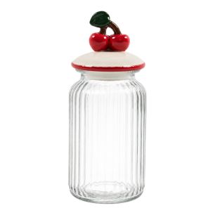 Storage jar cherry white h25 d11cm