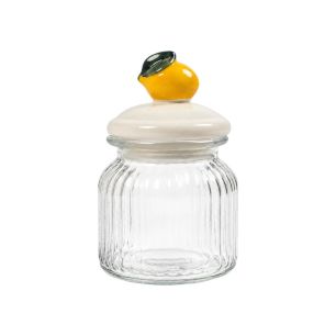 Storage jar lemon leaf white h17 d11cm